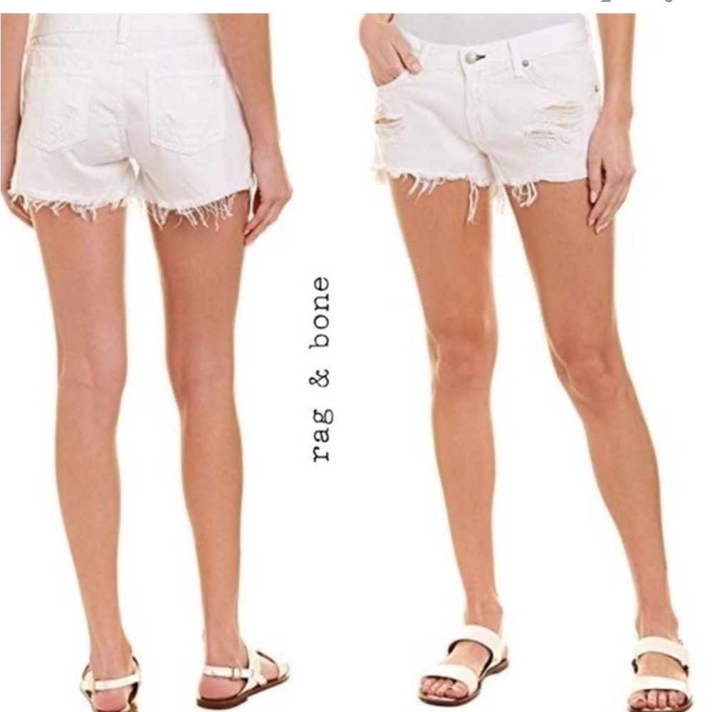 rag & bone White Distressed Women Shorts